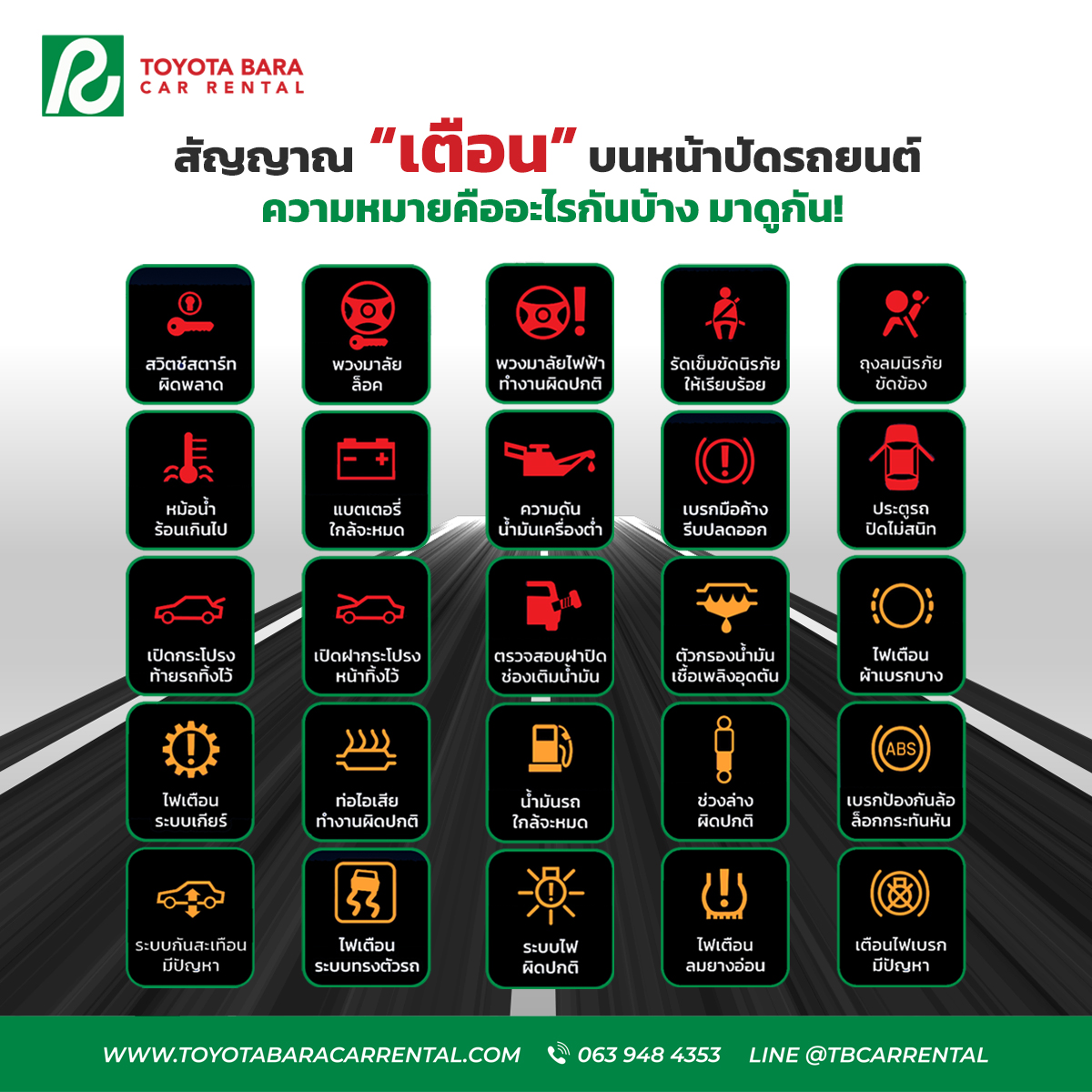 สัญญาณเตือนบนหน้าปัดรถที่ต้องรู้