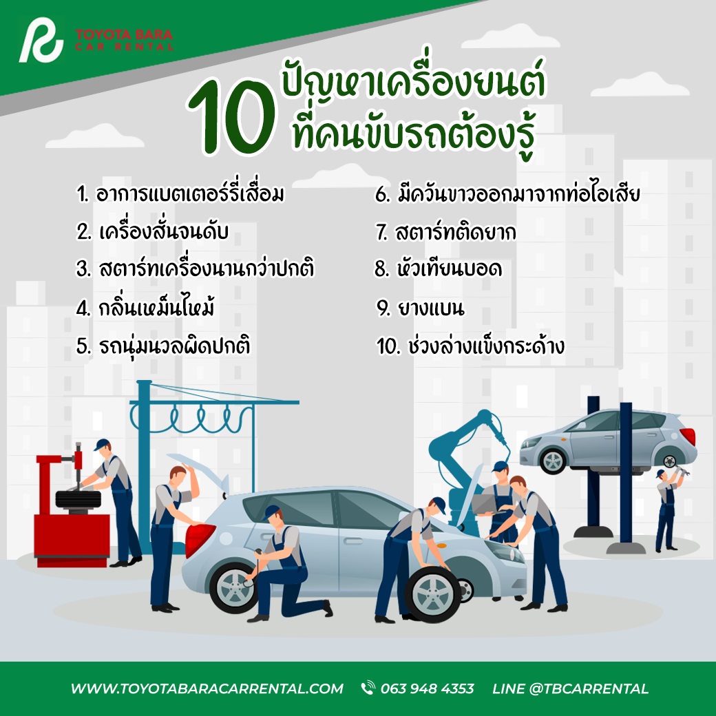 10 ปัญหาเครื่องยนต์ที่คนขับรถต้องรู้