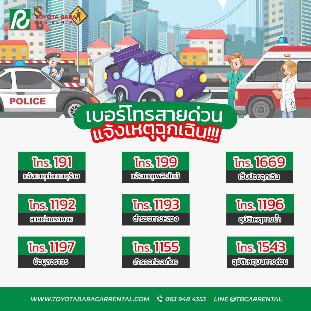 เบอร์โทรสายด่วน แจ้งเหตุฉุกเฉิน !!!